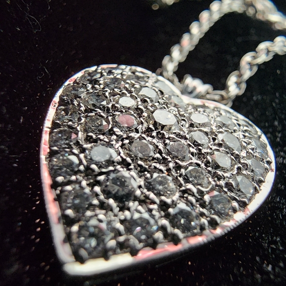Stunning Vintage 14k White Gold 1.85ctw Diamond Heart Pendant + 16in Rope Chain - Picture 3 of 12